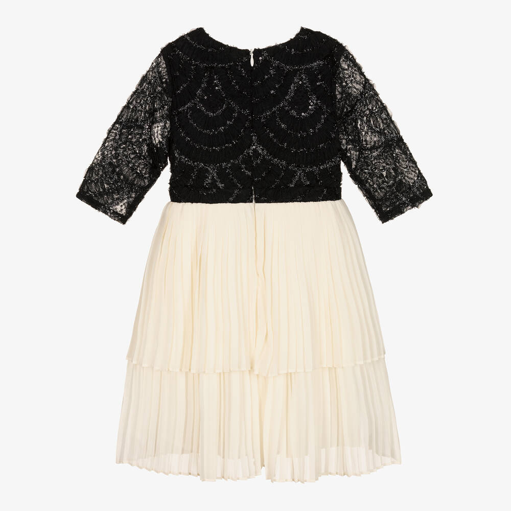 Patachou-Girls Black & Ivory Chiffon Dress | Childrensalon Outlet