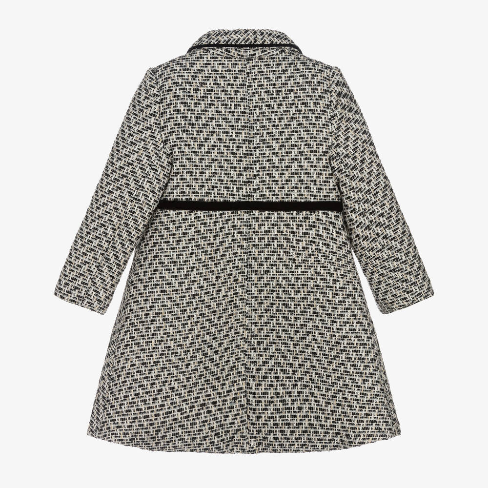 Patachou-Girls Black & Ivory Tweed Coat | Childrensalon Outlet