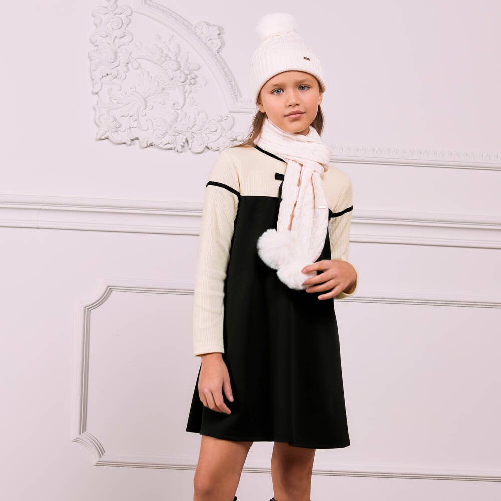 Patachou-Girls Black Knit Bow Dress | Childrensalon Outlet