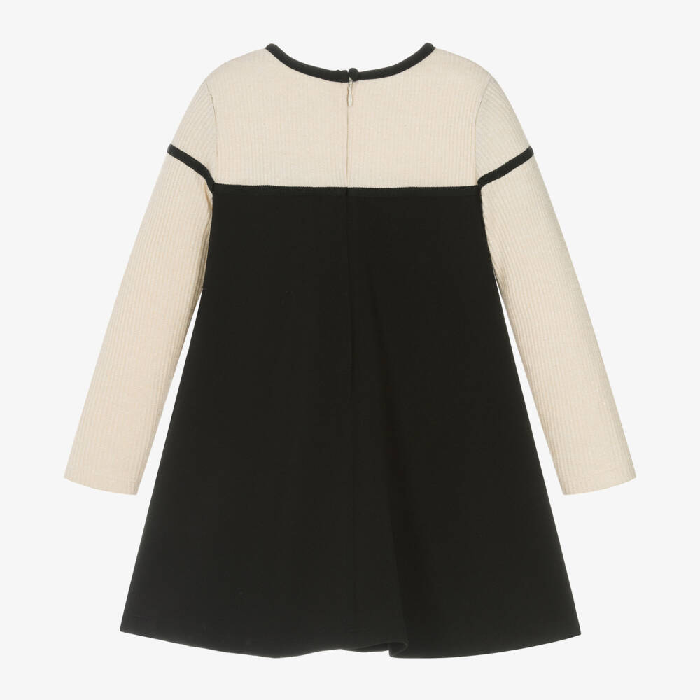 Patachou-Girls Black Knit Bow Dress | Childrensalon Outlet