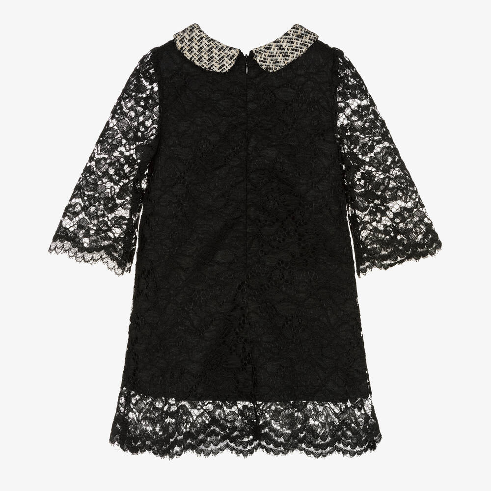 Patachou-Girls Black Lace & Tweed Dress | Childrensalon Outlet
