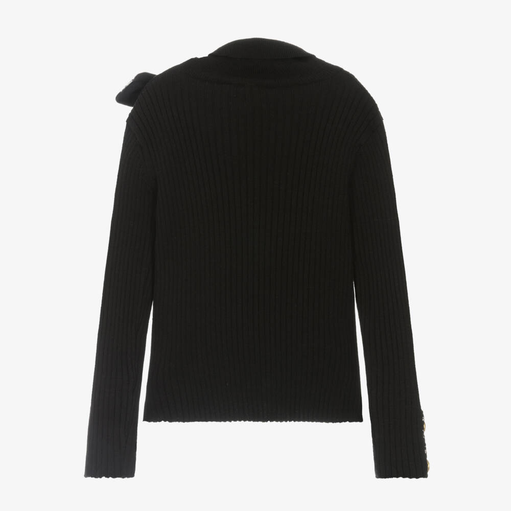 Patachou-Girls Black Ribbed Turtleneck Top | Childrensalon Outlet