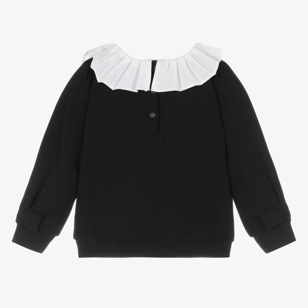 Patachou-Черный свитшот с рюшами на воротнике | Childrensalon Outlet
