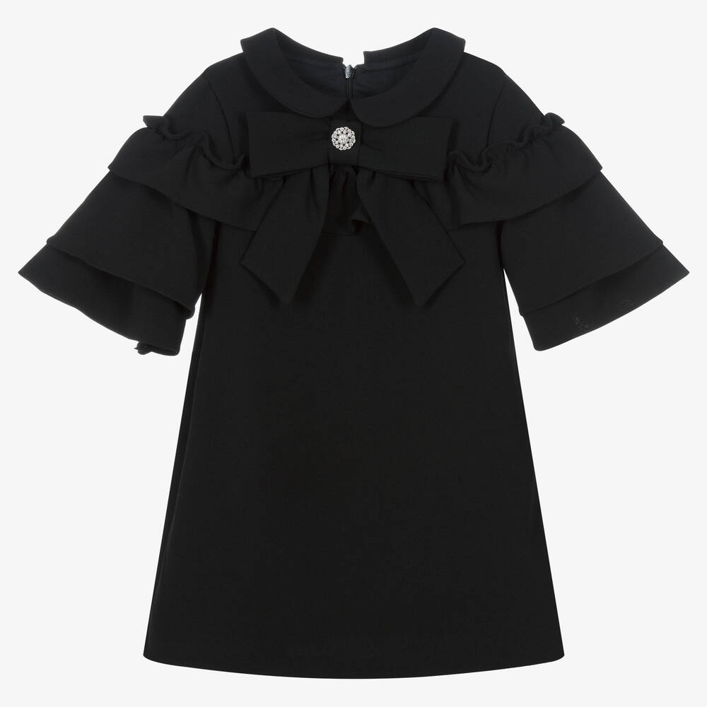 Patachou - Girls Black Ruffle Shift Dress | Childrensalon