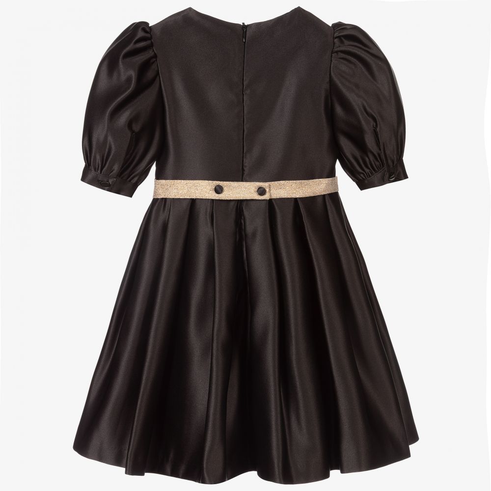 Patachou-فستان ساتان لون أسود و ذهبي | Childrensalon Outlet