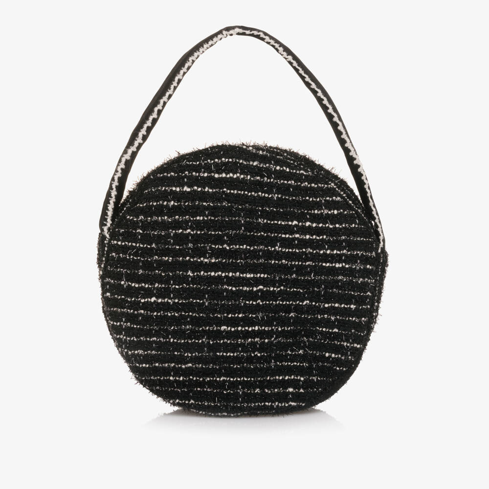 Patachou-Girls Black Sparkly Tweed Circular Handbag | Childrensalon Outlet