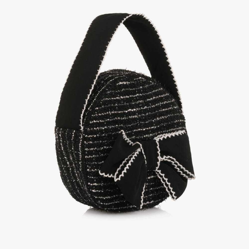 Patachou-Girls Black Sparkly Tweed Circular Handbag | Childrensalon Outlet
