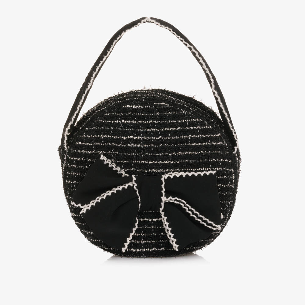 Patachou-Girls Black Sparkly Tweed Circular Handbag | Childrensalon Outlet