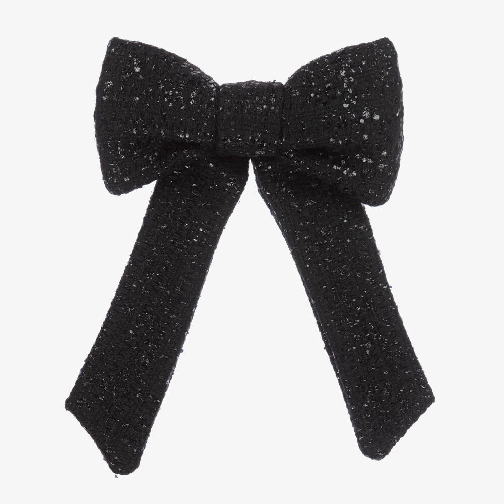 Patachou-Girls Black Tweed Hair Clip (15cm) | Childrensalon Outlet