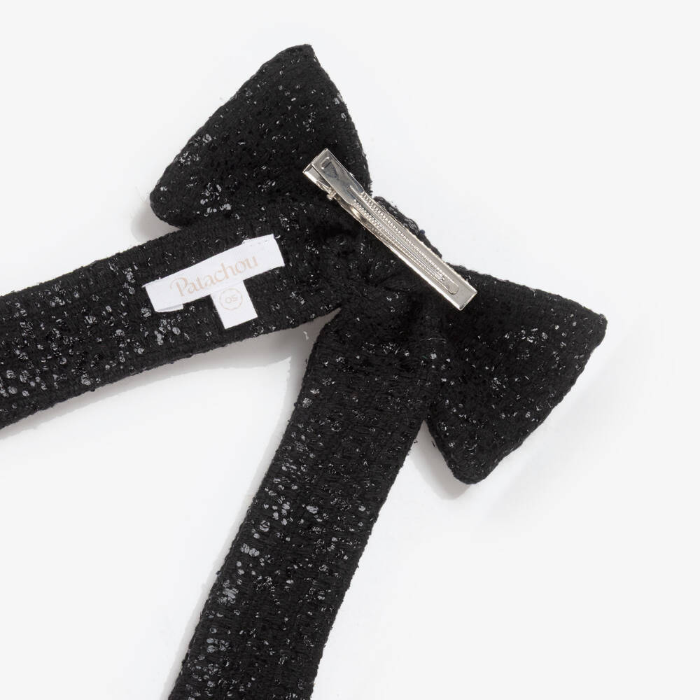 Patachou-Girls Black Tweed Hair Clip (15cm) | Childrensalon Outlet