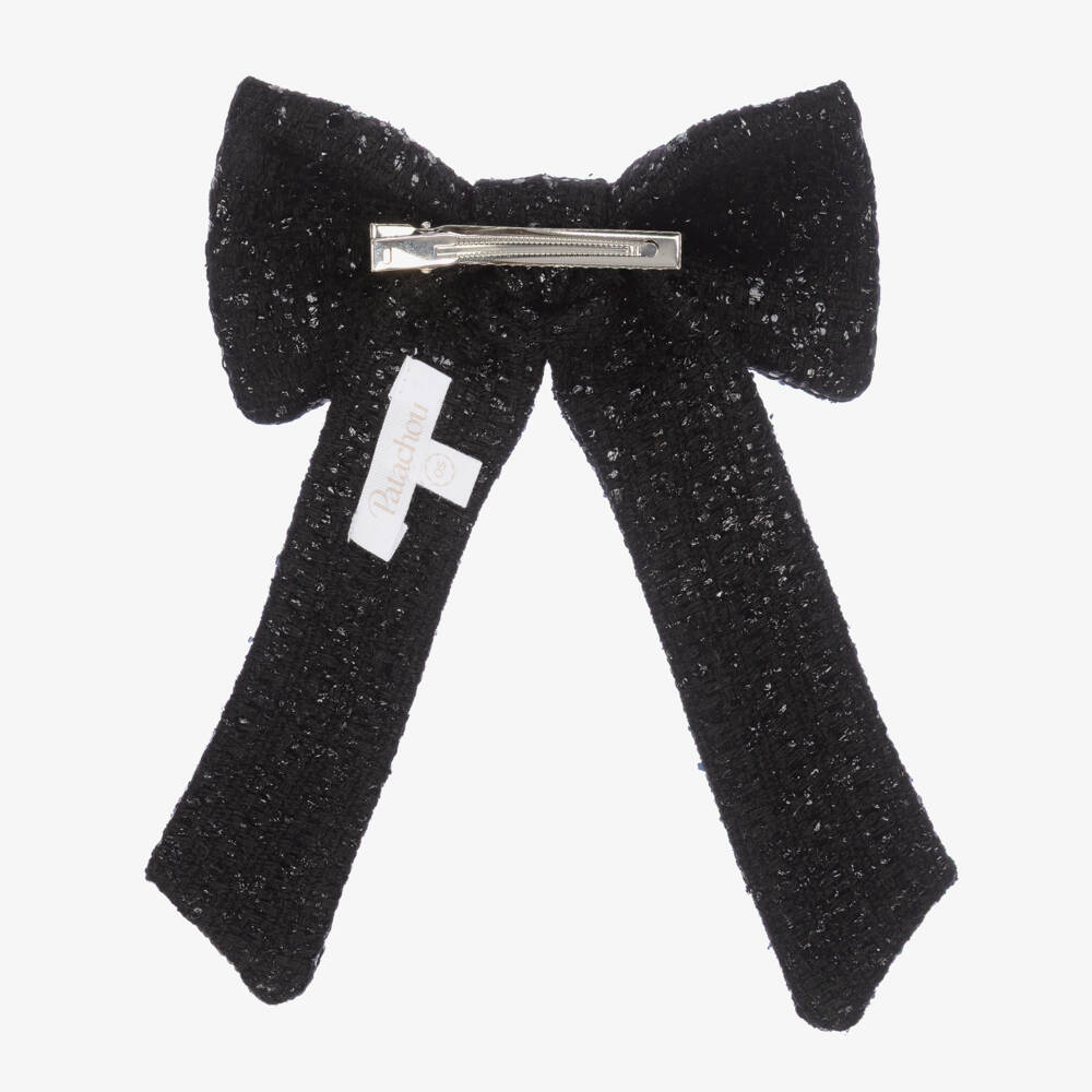 Patachou-Girls Black Tweed Hair Clip (15cm) | Childrensalon Outlet