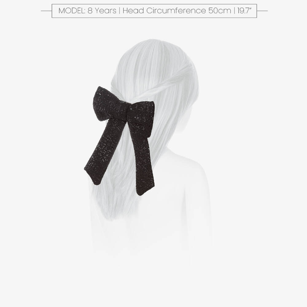 Patachou-Girls Black Tweed Hair Clip (15cm) | Childrensalon Outlet