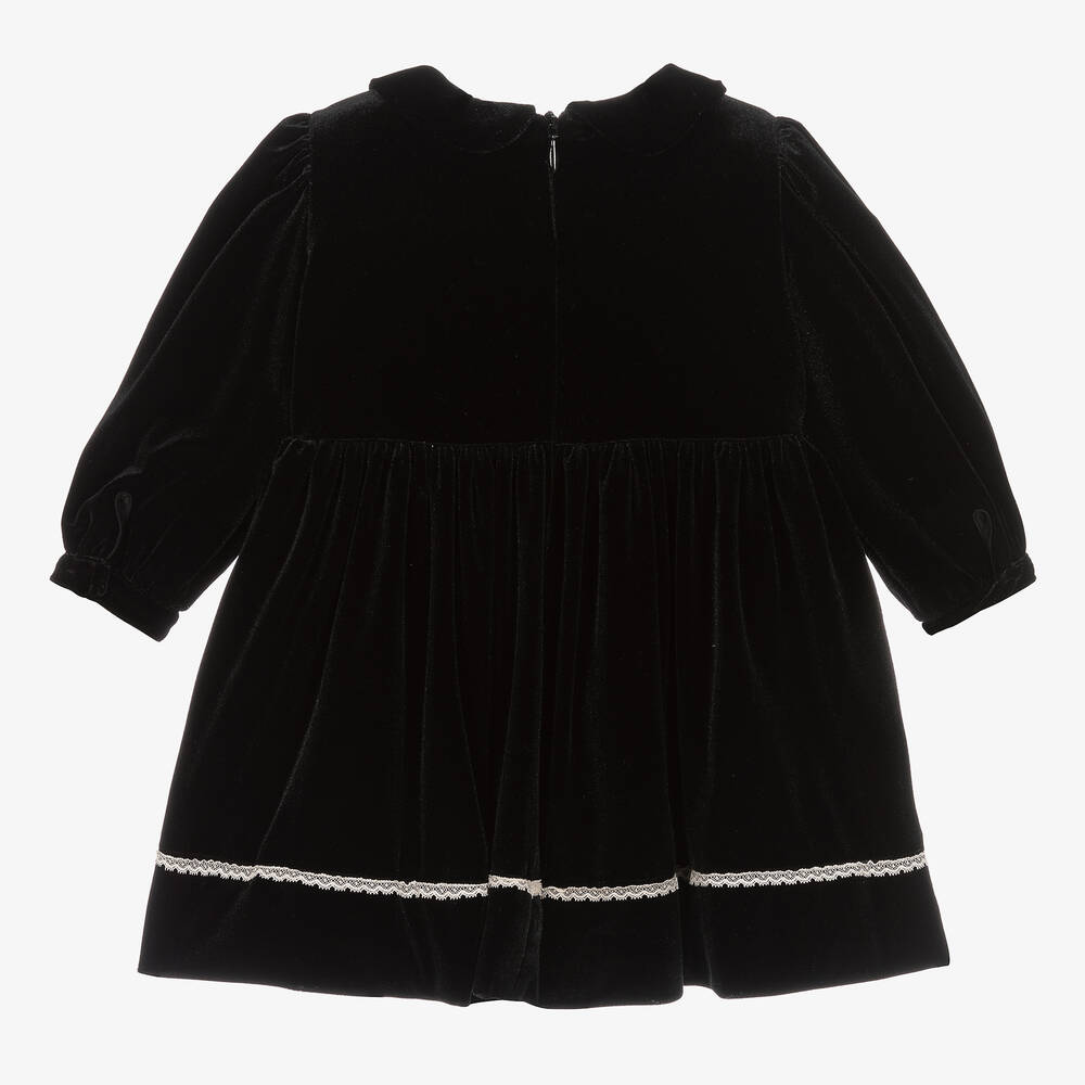 Patachou-Черное велюровое платье с кружевом | Childrensalon Outlet