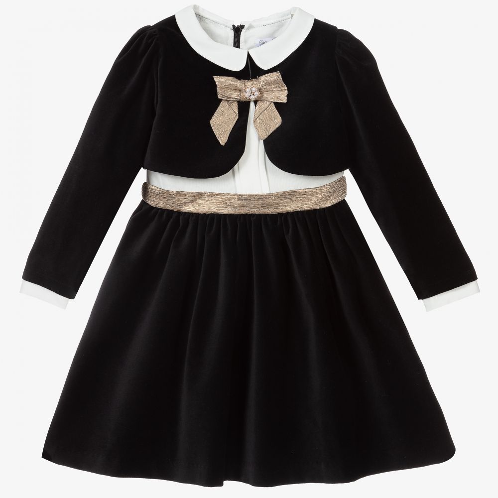 Patachou - Robe noire en velours Fille | Childrensalon