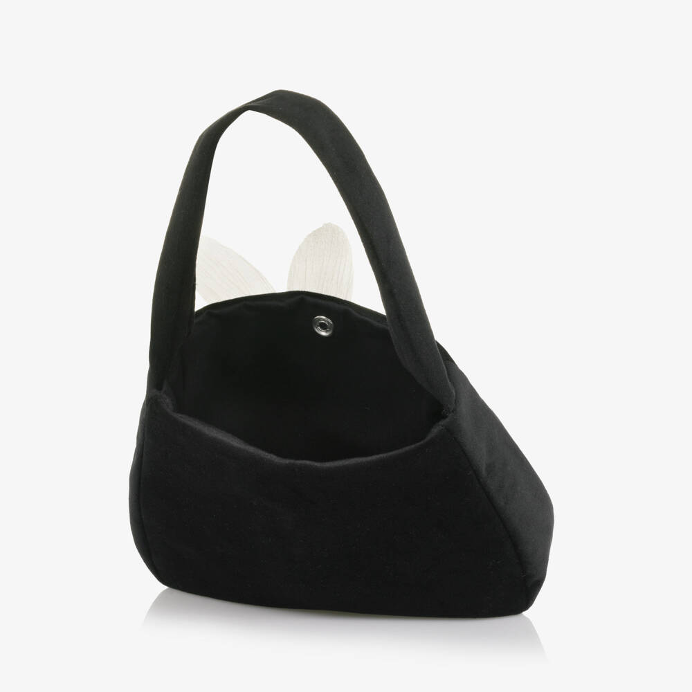 Patachou-Girls Black Velvet Flower Handbag (18cm) | Childrensalon Outlet