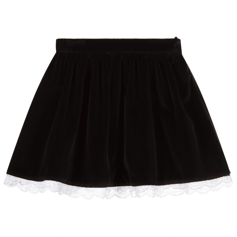 Patachou - Girls Black Velvet Skirt  | Childrensalon