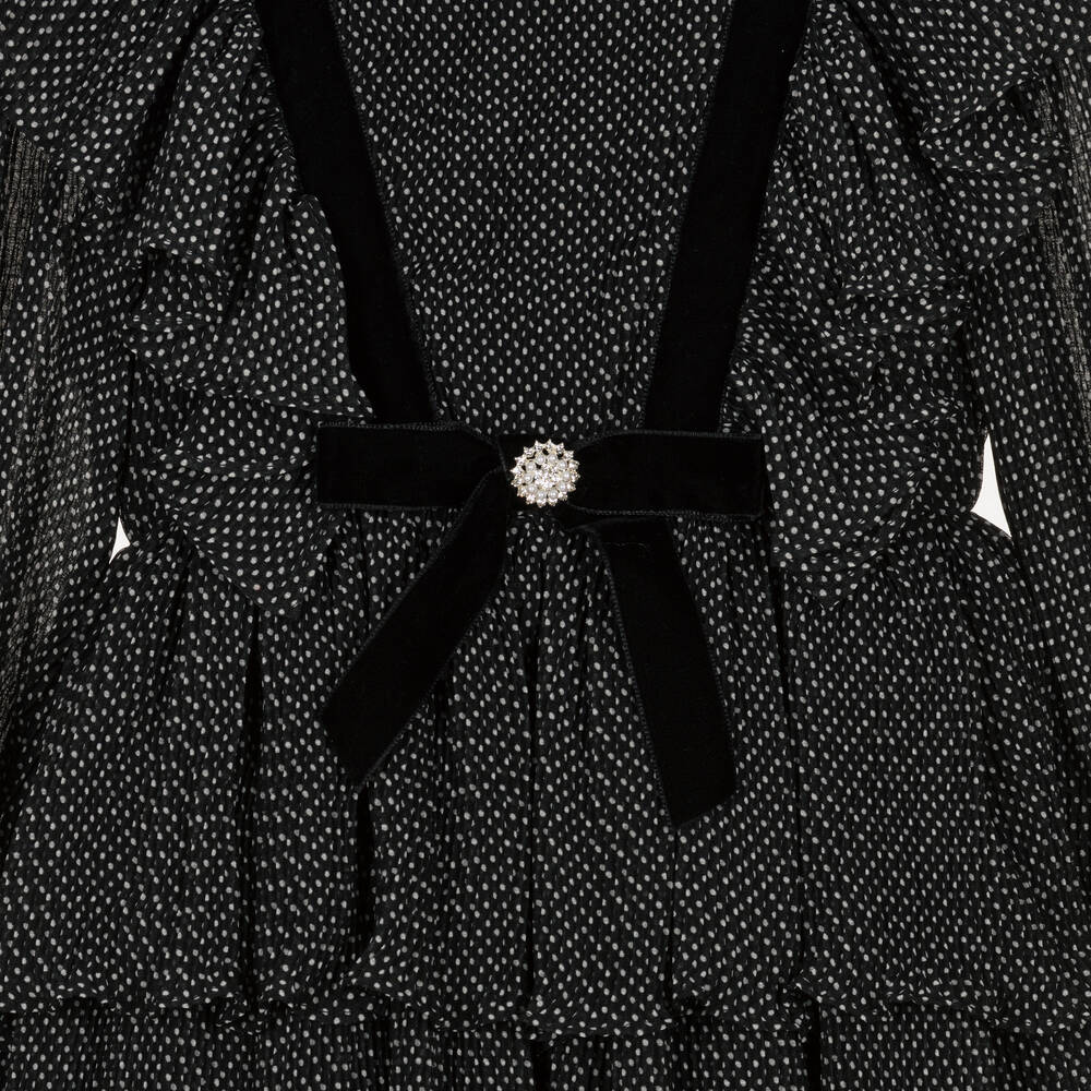 Patachou-Черное шифоновое платье в белый горошек | Childrensalon Outlet