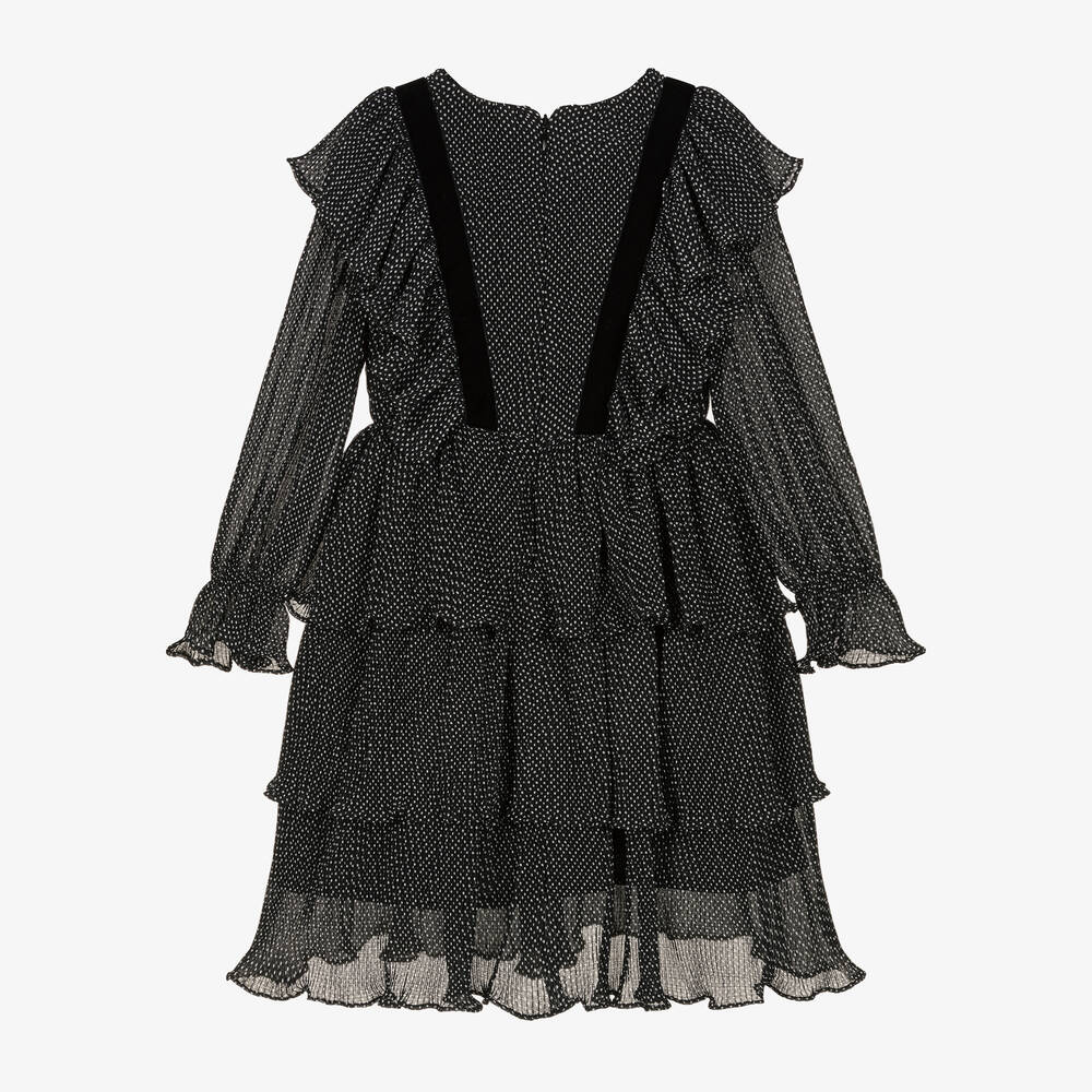 Patachou-Черное шифоновое платье в белый горошек | Childrensalon Outlet