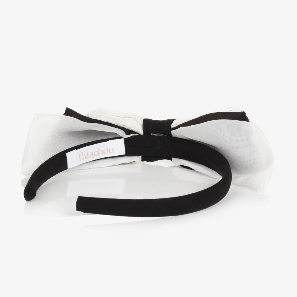 باتاشو-طوق للشعر دانتيل وشيفون لون أبيض وأسود | Childrensalon Outlet