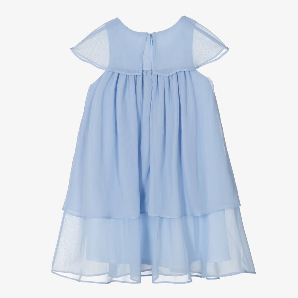 Patachou-Girls Blue Bow Chiffon Dress | Childrensalon Outlet