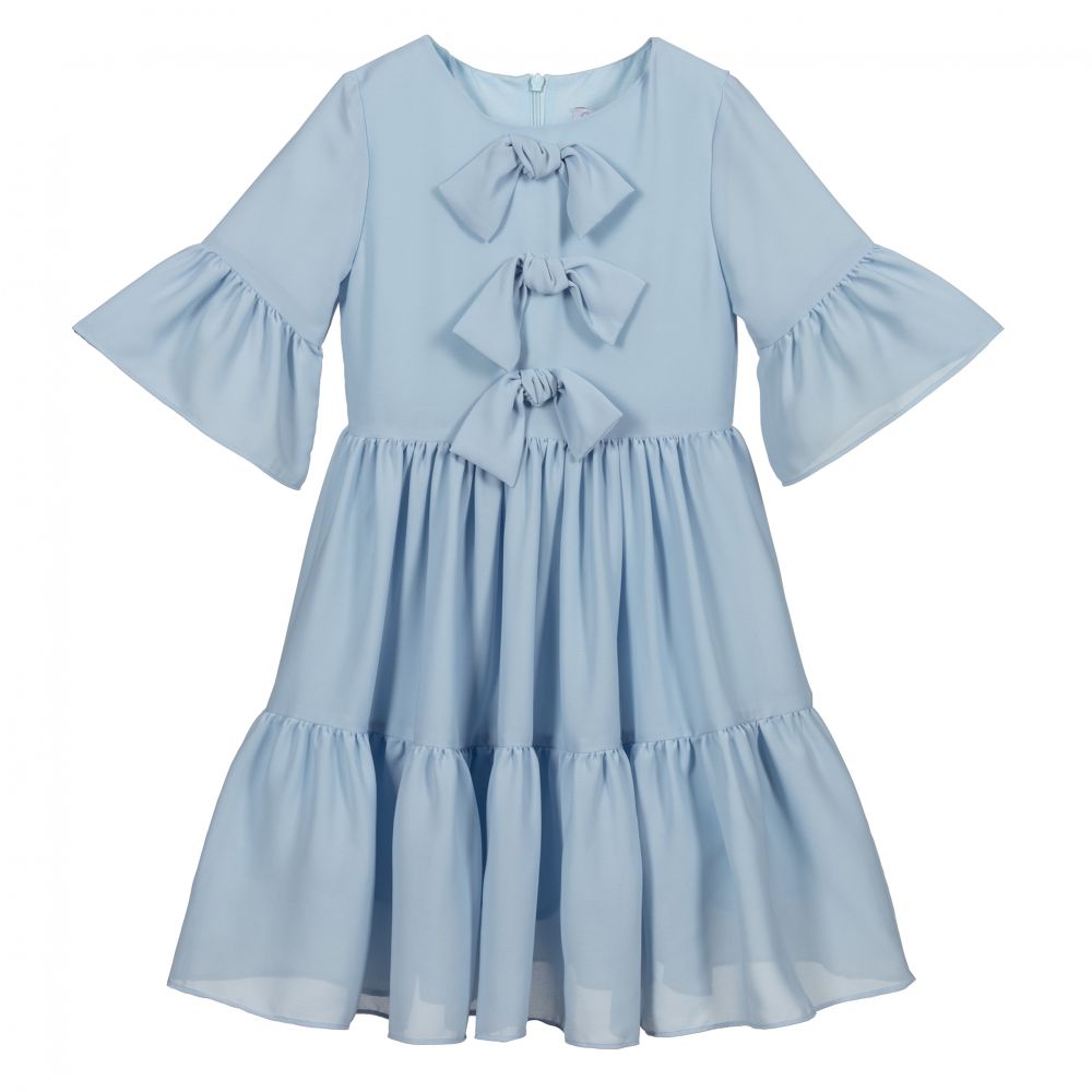 Patachou-Girls Blue Chiffon Dress | Childrensalon Outlet