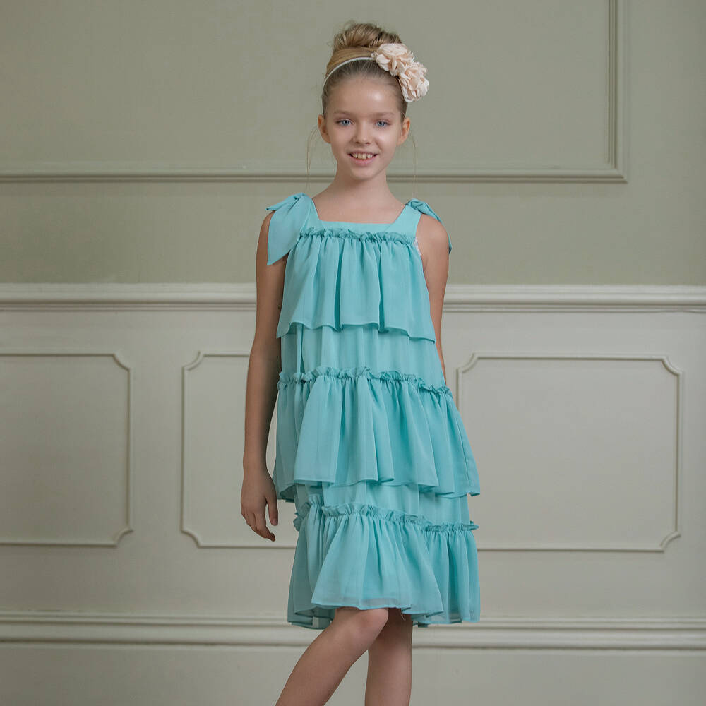 Patachou-Голубое шифоновое платье для девочек | Childrensalon Outlet