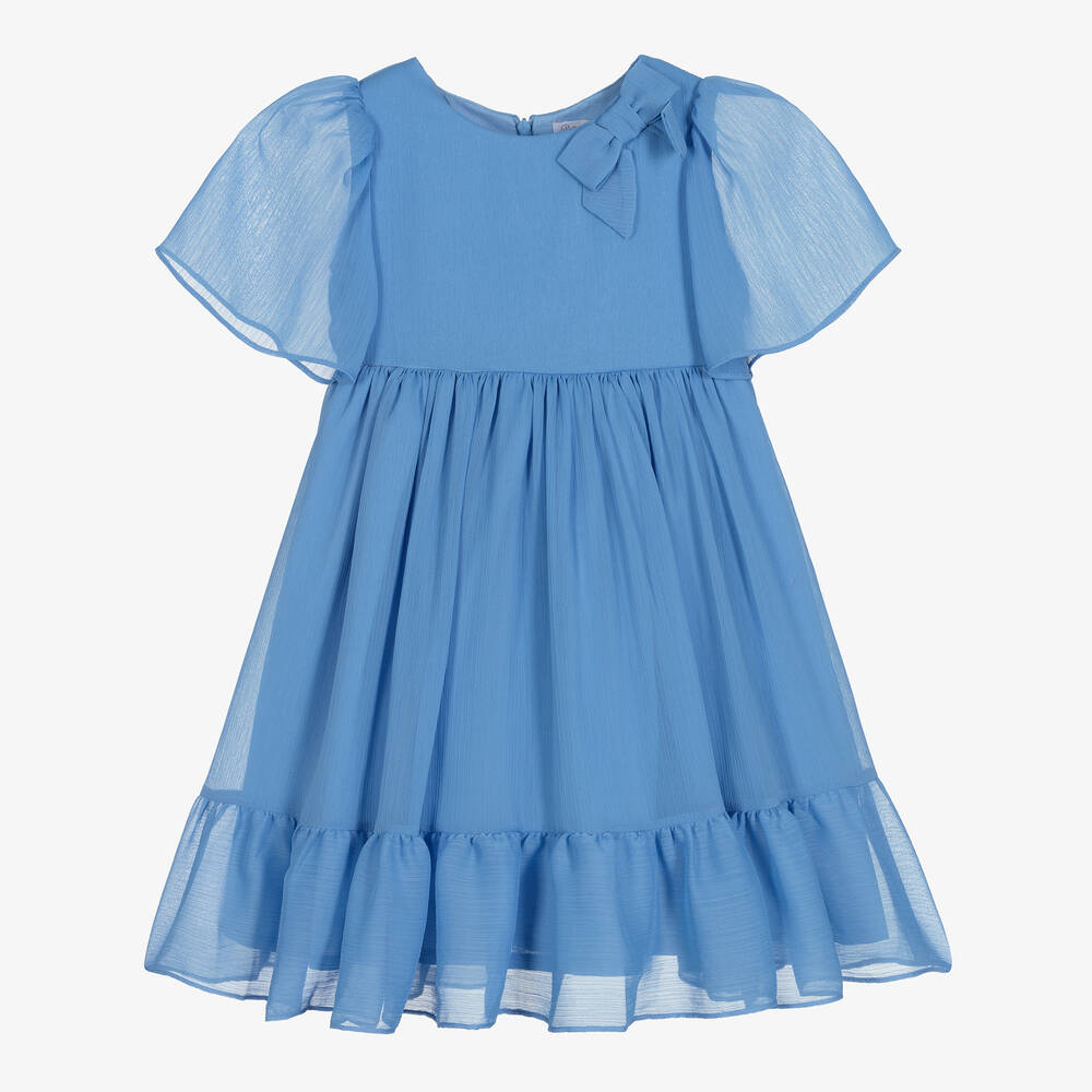 Patachou - Girls Blue Chiffon Dress | Childrensalon