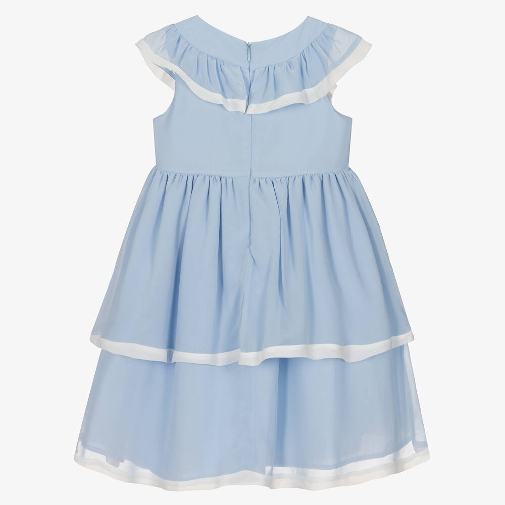 Patachou-Girls Blue Chiffon Dress | Childrensalon Outlet