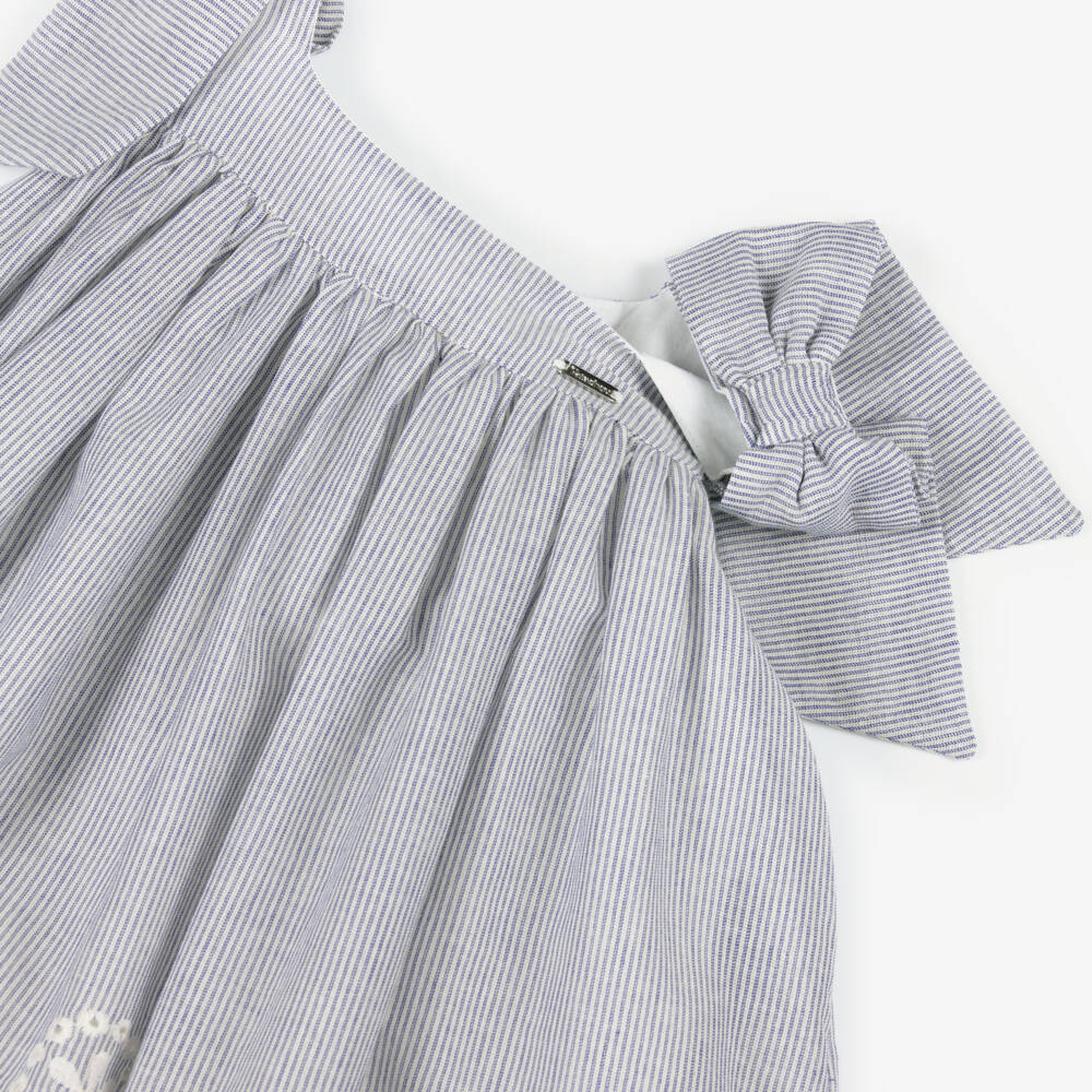 Patachou-Girls Blue Cotton Embroidered Sundress | Childrensalon Outlet