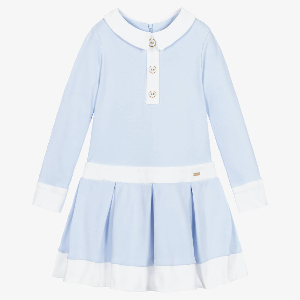 Patachou-Girls Blue Cotton Jersey Dress | Childrensalon Outlet