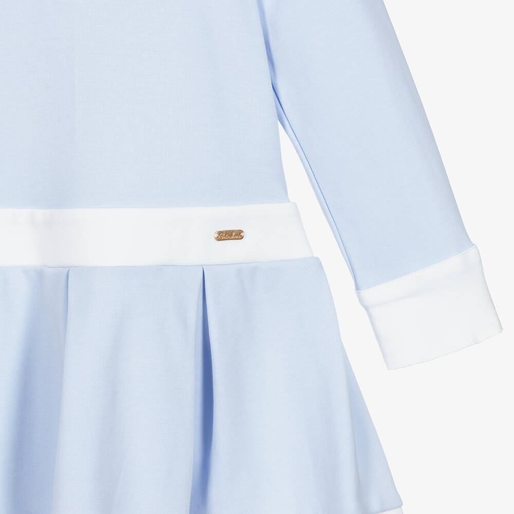 Patachou-Girls Blue Cotton Jersey Dress | Childrensalon Outlet