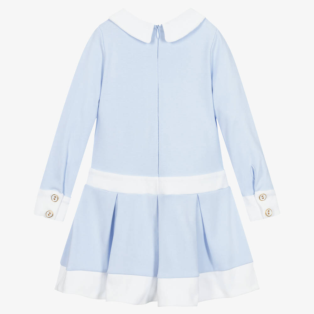Patachou-Girls Blue Cotton Jersey Dress | Childrensalon Outlet