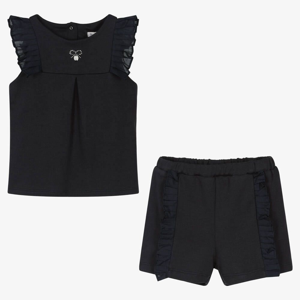 Patachou-Синий топ и шорты из хлопкового джерси | Childrensalon Outlet
