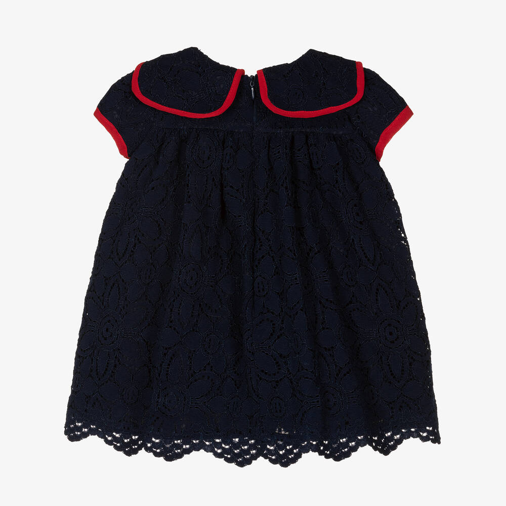 Patachou-Girls Blue Cotton Lace Dress | Childrensalon Outlet