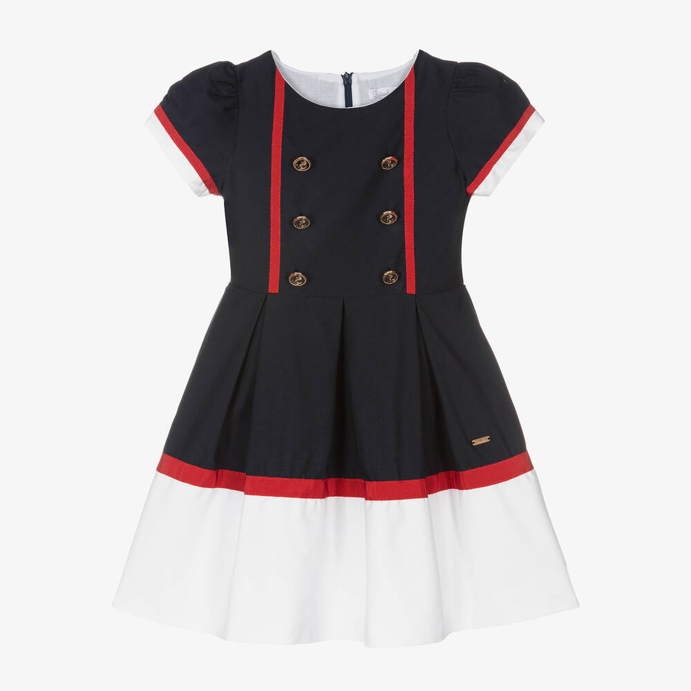 Patachou - Girls Blue Cotton Nautical Dress | Childrensalon