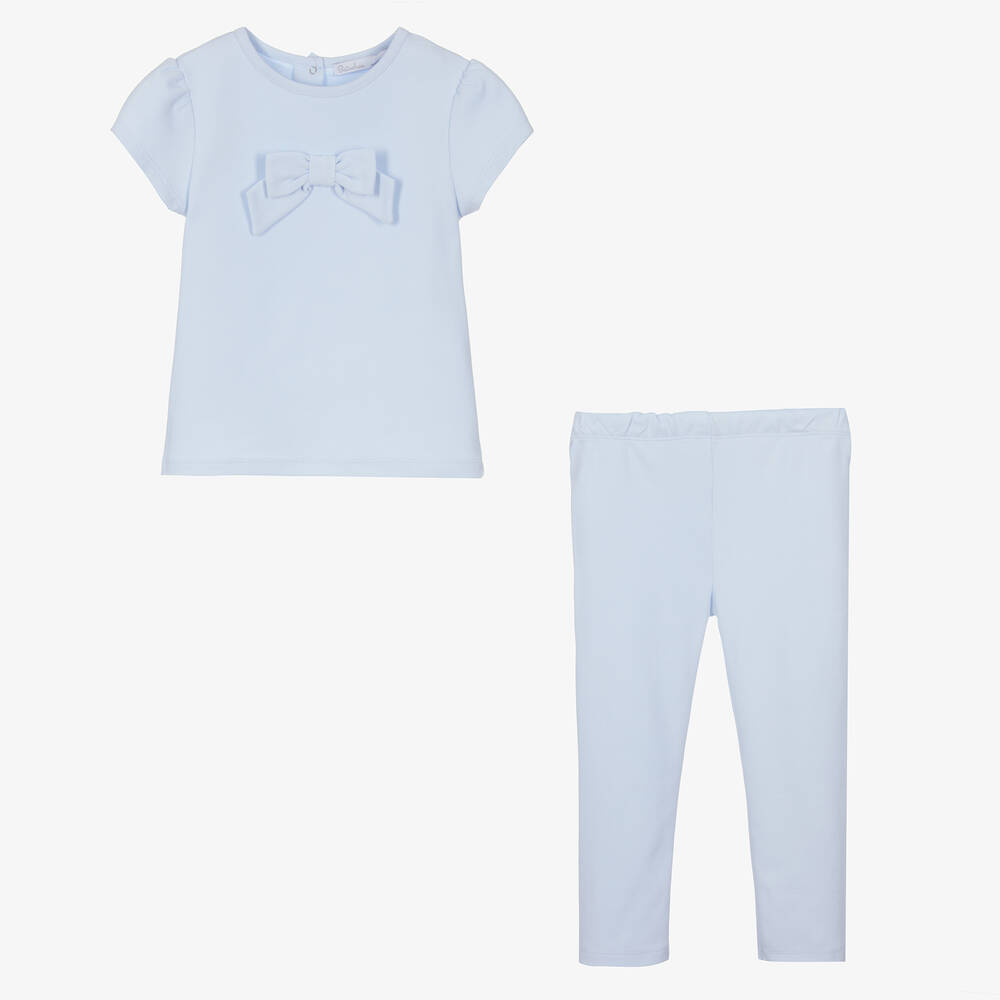 Patachou-Girls Blue Cotton Trouser Set | Childrensalon Outlet