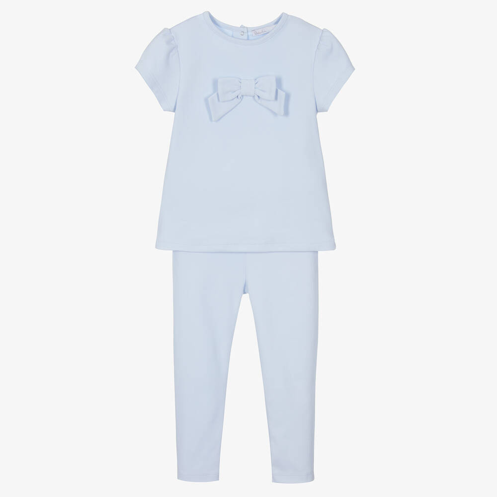 Patachou-Girls Blue Cotton Trouser Set | Childrensalon Outlet