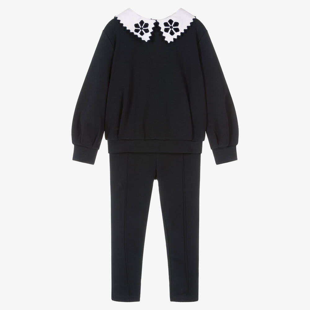 Patachou-Girls Blue Cotton Trouser Set | Childrensalon Outlet