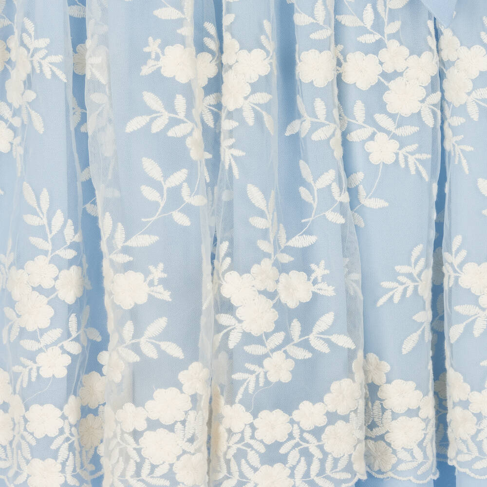 Patachou-Girls Blue Embroidered Chiffon Dress | Childrensalon Outlet