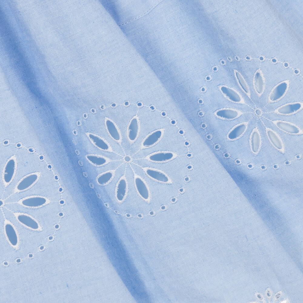 Patachou-Голубое хлопковое платье с вышивкой для девочек | Childrensalon Outlet