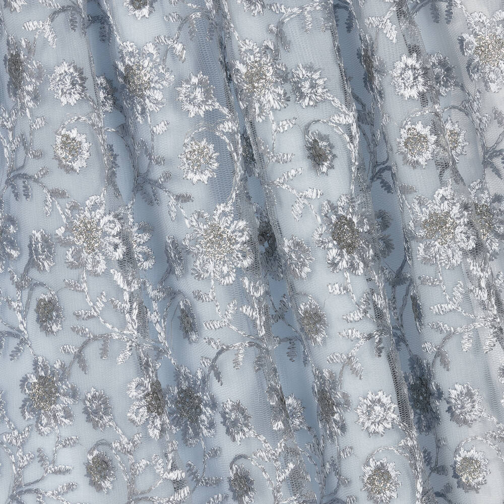 Patachou-Girls Blue Embroidered Tulle Dress | Childrensalon Outlet