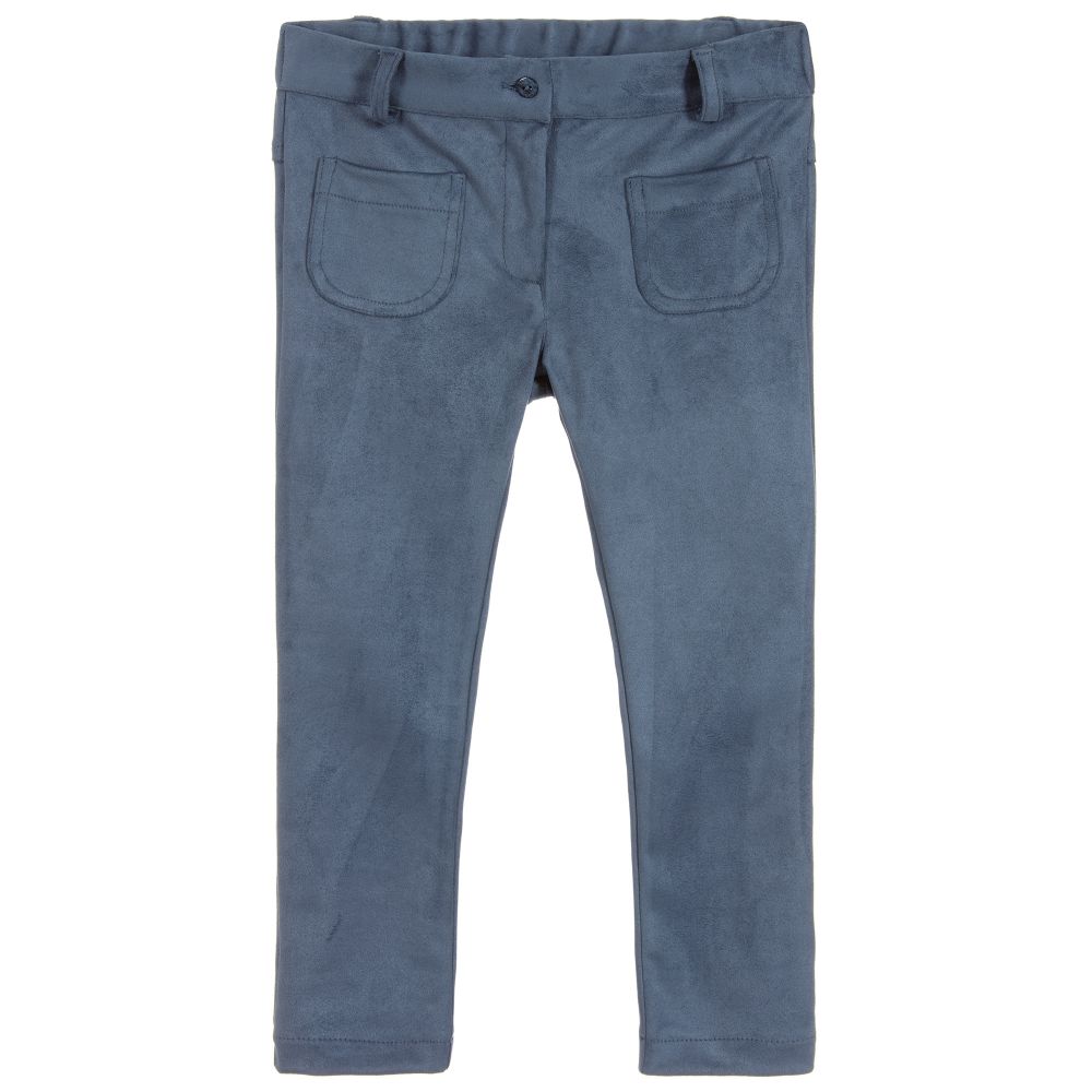 Patachou-Girls Blue Faux Suede Trousers | Childrensalon Outlet