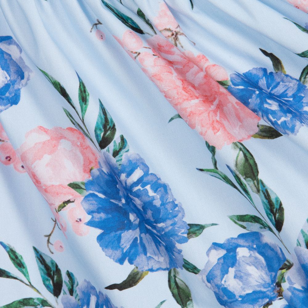 Patachou-Голубое хлопковое платье в цветочек для девочек | Childrensalon Outlet