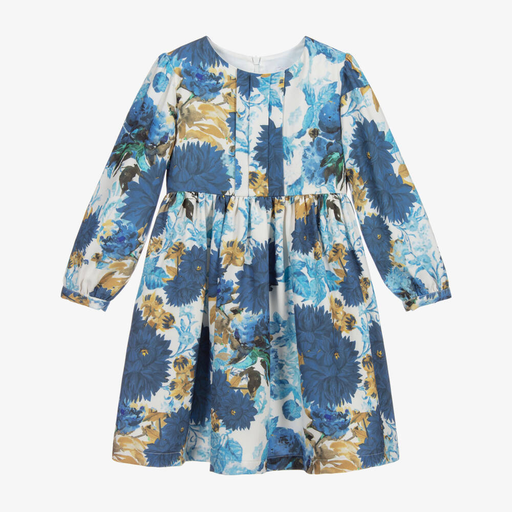 Patachou-Girls Blue Floral Dress | Childrensalon Outlet