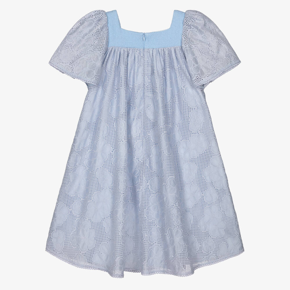 Patachou-Girls Blue Floral Lace Maxi Dress | Childrensalon Outlet