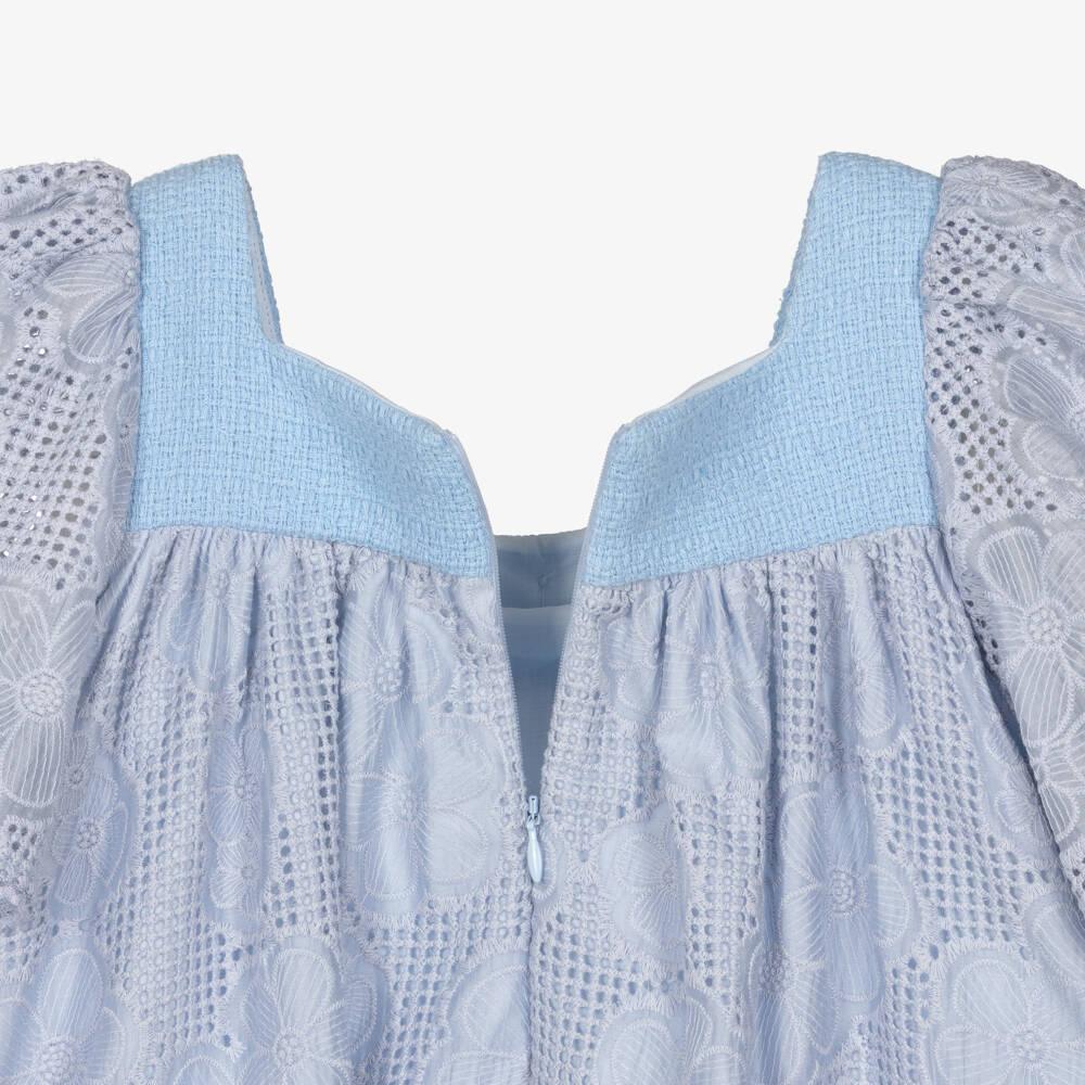 Patachou-Girls Blue Floral Lace Maxi Dress | Childrensalon Outlet