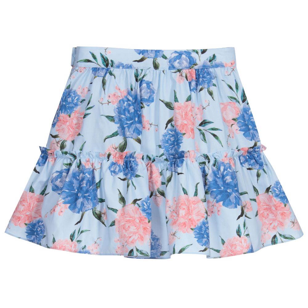Patachou-Girls Blue Floral Skirt | Childrensalon Outlet