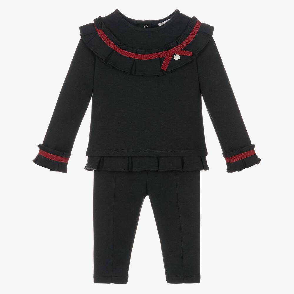 Patachou-Girls Blue Jersey Trouser Set | Childrensalon Outlet