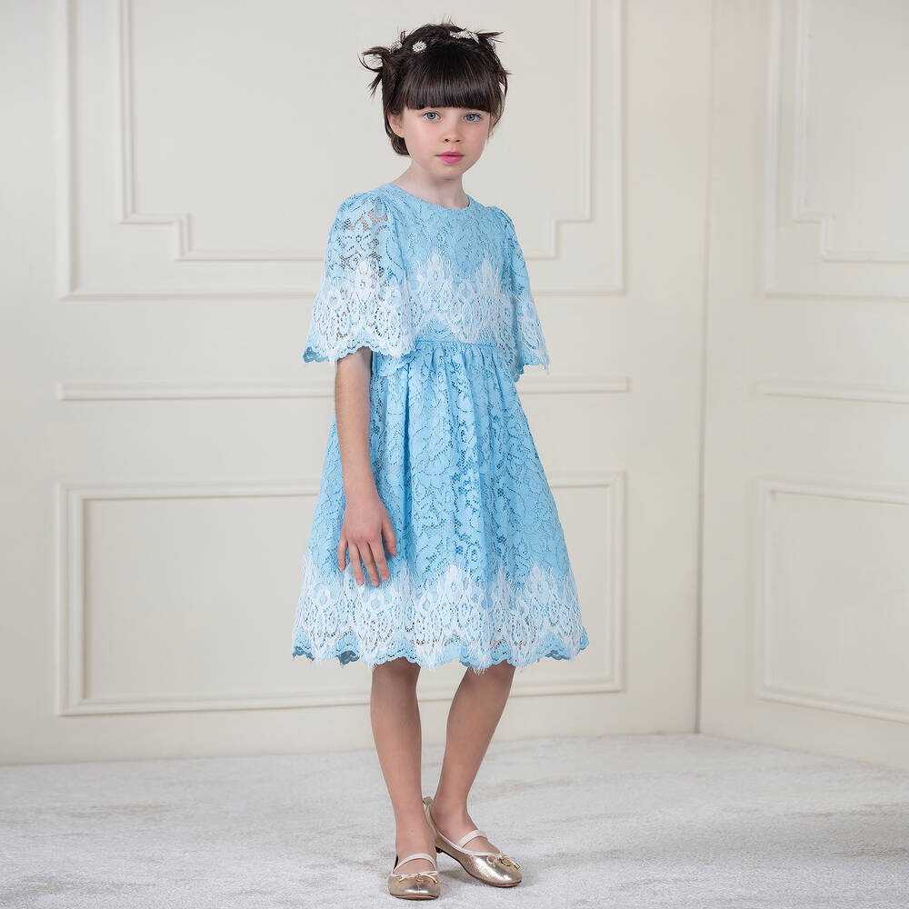 Patachou-Голубое кружевное платье для девочек | Childrensalon Outlet