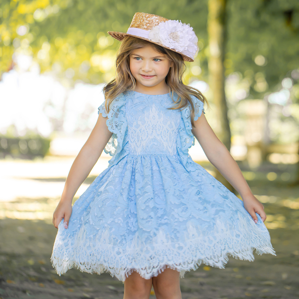 Patachou Girls Blue Lace Dress Childrensalon Outlet